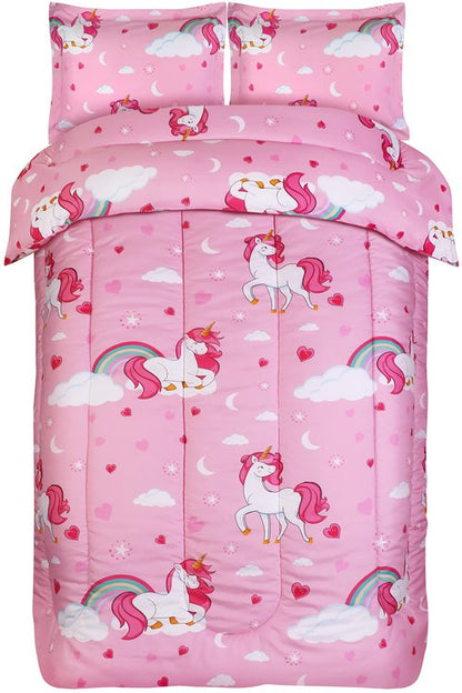 Utopia Bedding Unicorn Kids Comforter Set with 2 Pillow Shams, 3 Piece Soft Microfiber Twin Bed Comforter with Pillow Shams, Printed Kids Bedding for Boys and Girls, Lightweight, Breathable,Easy Care