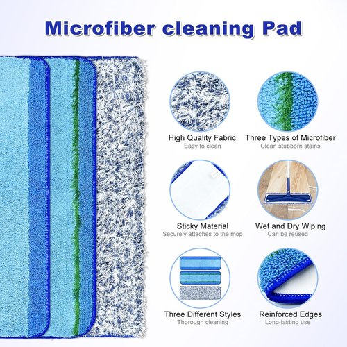 Bona | 6 Pack Microfiber Mop Pads - Washable & Reusable for Hardwood Floors | Deep Cleaning & Dusting