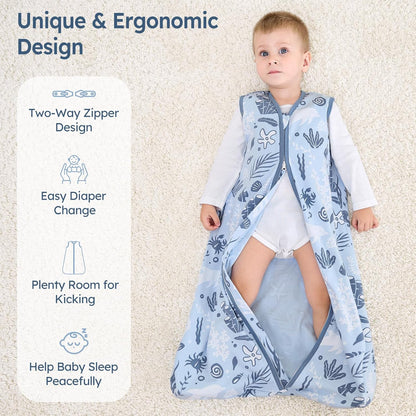 Unnivoll Baby Sleep Sack - 100% Cotton Lightweight Wearable Blanket for Infants 0-6 Months | Blue Dolphin