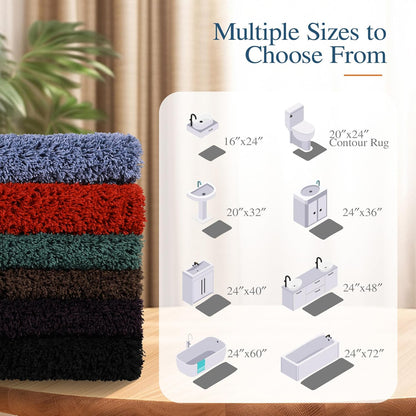 Walensee Non-Slip Bath Mat - Soft Microfiber Shaggy Rug, Water Absorbent | 16 x 24, Dark Purple