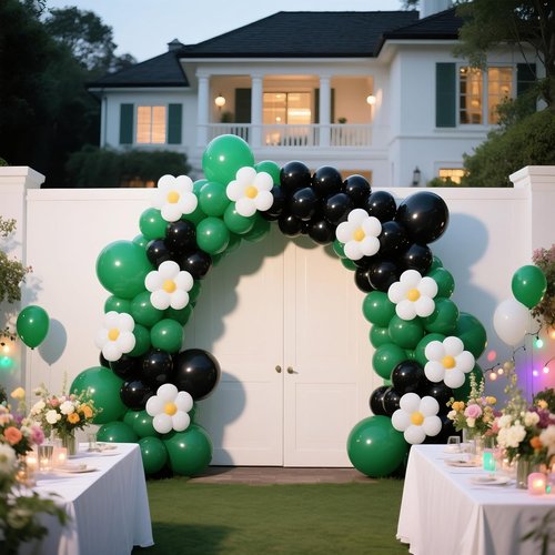 Black Balloons - 145-Piece Shiny Metallic Latex Balloon Arch Kit for Graduation, Halloween & Birthday Celebrations