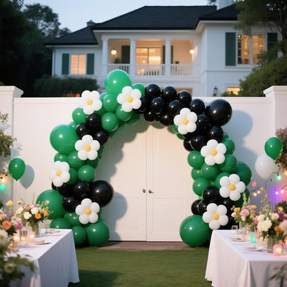 Black Balloons - 145-Piece Shiny Metallic Latex Balloon Arch Kit for Graduation, Halloween & Birthday Celebrations
