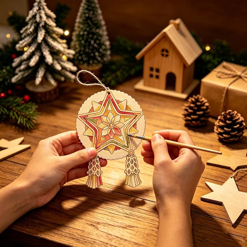 DIY Capiz Star Christmas Ornaments - 24-Piece Color Your Own Parol Lantern Set (Variation: DIY Capiz Star)