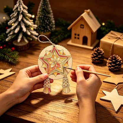 DIY Capiz Star Christmas Ornaments - 24-Piece Color Your Own Parol Lantern Set (Variation: DIY Capiz Star)