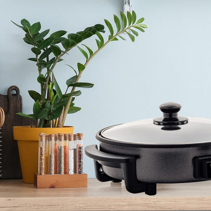 OVENTE Electric Skillet - 11.5-Inch Nonstick Frying Pan with Adjustable Temperature Control & Glass Lid