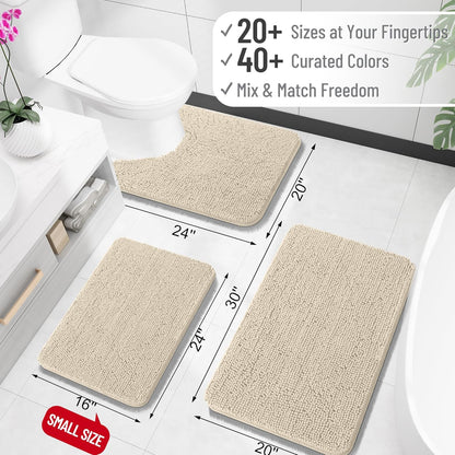 OLANLY Bathroom Runner Rugs - Extra Soft Chenille Bath Mats | 47x20, Quick Dry, Machine Washable, Sand