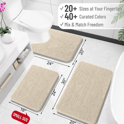 OLANLY Bathroom Rugs 47x24, Extra Soft Absorbent Chenille Bath Rugs, Rubber Backing Quick Dry, Machine Washable Bath Mats for Bathroom Floor, Tub and Shower, Home Decor Accessories, Sand