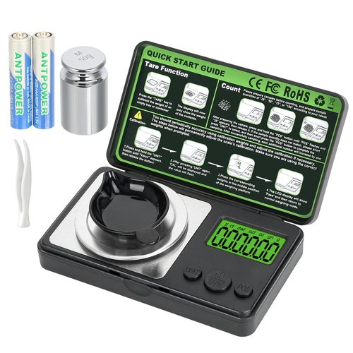 0.001g/50g Digital Milligram Scale, Muaket Portable Micro Scales with Display, High Precision Laboratory Scale for Powder, Medicine, Reloading, Mg Scale 6 Units, Tare, Cal Weight Included