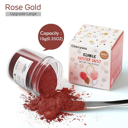 Cherrysea Rose Gold Edible Luster Dust - Tasteless Food-Grade Cake Dusting Powder | 10 Grams for Baking