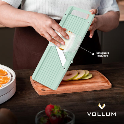Vollum Narrow Mandoline Slicer for Kitchen – Professional Slicer Vegetable Cutter Japanese Mandoline Slicer with Interchangeable Stainless Steel Blades – Food Manual Slicer Handheld Mandoline Slicer