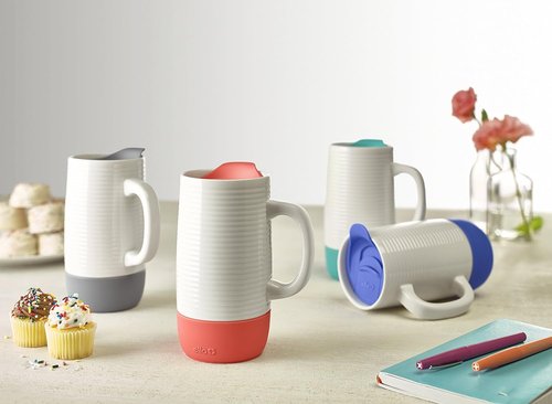 Ello Jane 18oz Ceramic Travel Mug - Splash-Resistant Lid & Built-in Coaster | BPA Free, Dishwasher Safe, Yucca