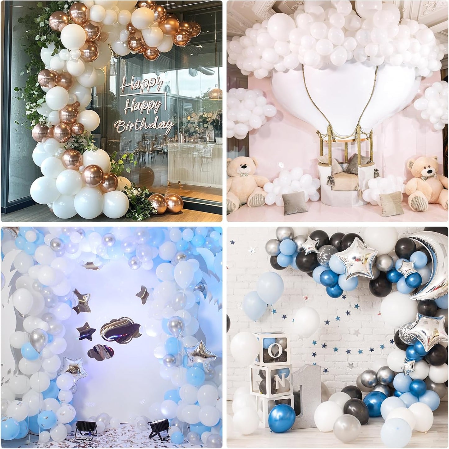 RUBFAC Premium White Balloons - 87pcs in Various Sizes (5-18 Inches) for Garland & Arch Decor