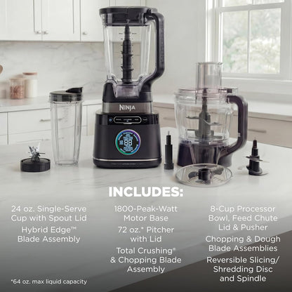 Ninja Kitchen System - All-in-One Food Processor & Blender | 8-Cup Bowl & 24 oz. To-Go Cup | 1800 Peak Watt | Black