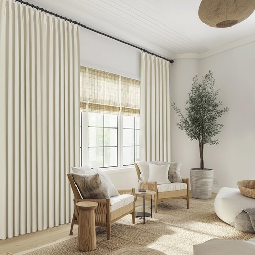 ChrisDowa Birch Pinch Pleated Blackout Linen Curtains 84 inches Long 2 Panels for Living Room Bedroom Farmhouse Room darking Thermal Insulated Back Tab Hooks Rings Window Treatment Drapes,40x84