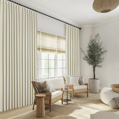 ChrisDowa Birch Pinch Pleated Blackout Linen Curtains 84 inches Long 2 Panels for Living Room Bedroom Farmhouse Room darking Thermal Insulated Back Tab Hooks Rings Window Treatment Drapes,40x84