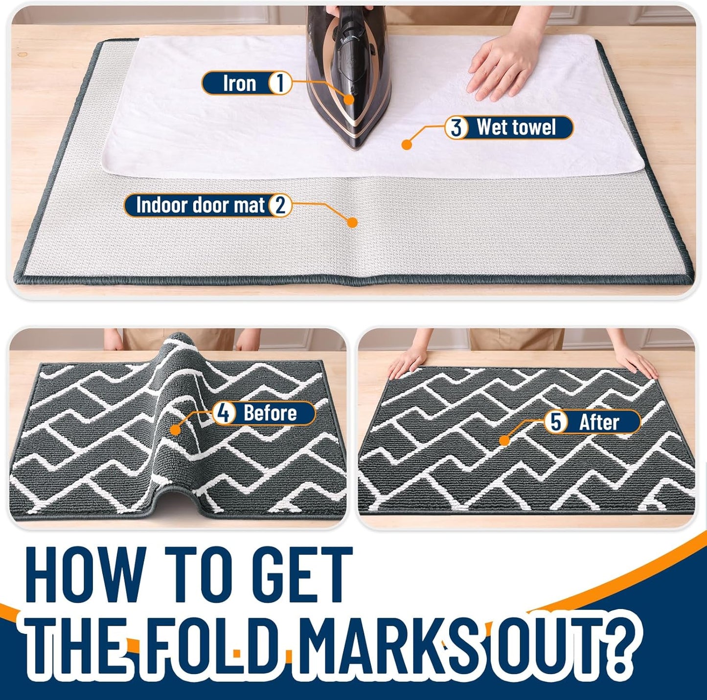 OLANLY Non-Slip Front Door Mat - Dirt Resistant & Absorbent | Washable Indoor Doormat 36x24, Charcoal