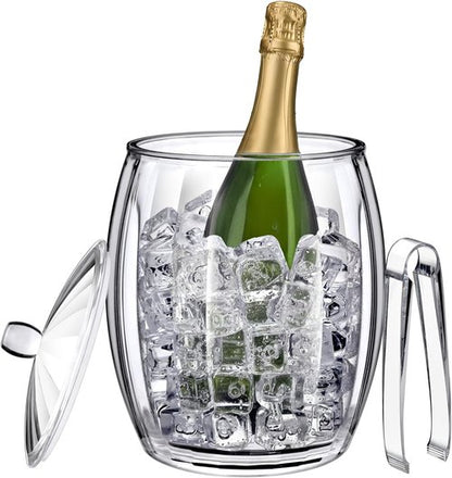 Amazing Abby - Icelyn - 3-Quart Plastic Double-Wall Ice Bucket with Lid and Tong, Insulated Bucket for Indoors and Outdoors, Good for Kitchen, Bar, and Restaurant, Perfect for Home and Commercial Use