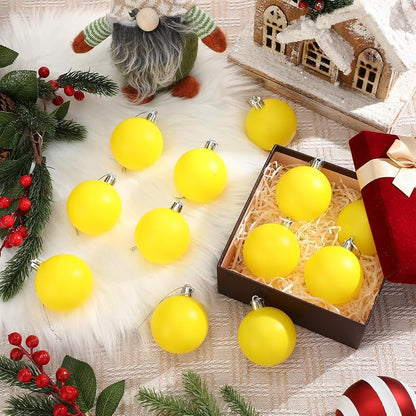 36 Pcs Christmas Ball Ornaments 2.4in Yellow Matte Plastic Balls for Xmas Tree