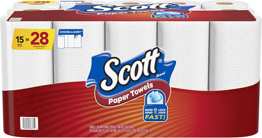 Scott Paper Towels - Choose-A-Sheet Mega Rolls | 30 Rolls = 56 Regular Rolls, 102 Sheets Each