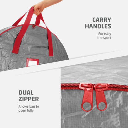 ZOBER Wreath Storage Container - 30 Inch Dual Zippered Bag for Artificial Wreaths - Durable Gray Design