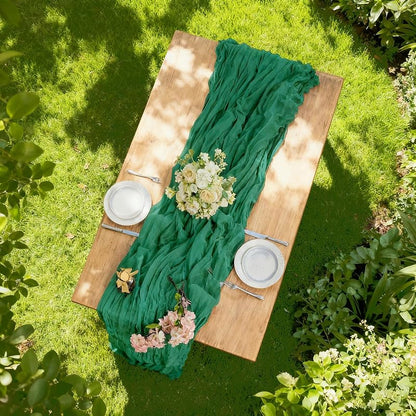 Balcony & Falcon Cheesecloth Table Runner – Green 10 ft x 35 in 1 Pack (Variation: Green+35 x 120 inch)