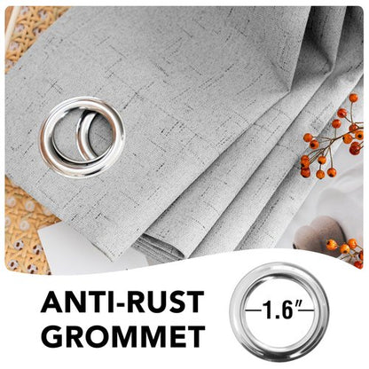 H.VERSAILTEX 100% Blackout Curtains for Bedroom Thermal Insulated Linen Textured Curtains Heat and Full Light Blocking Drapes Living Room Curtains 2 Panel Sets, 42x45 Inch, Glacier Gray