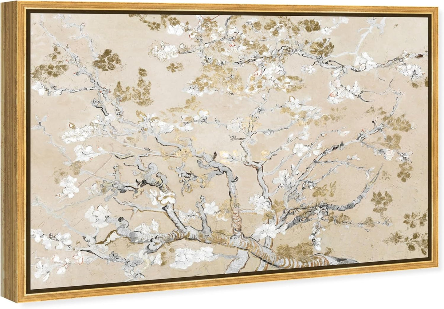 Oliver Gal Canvas Print - Van Gogh in Golden Blossoms Wall Art for Living Room & Bedroom | 36" x 24" Gold Frame