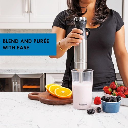 Kenmore Immersion Blender - Electric Handheld Stick Mixer with Stainless Steel Shaft & Whisk | Variable Speed for Smoothies & Baby Food