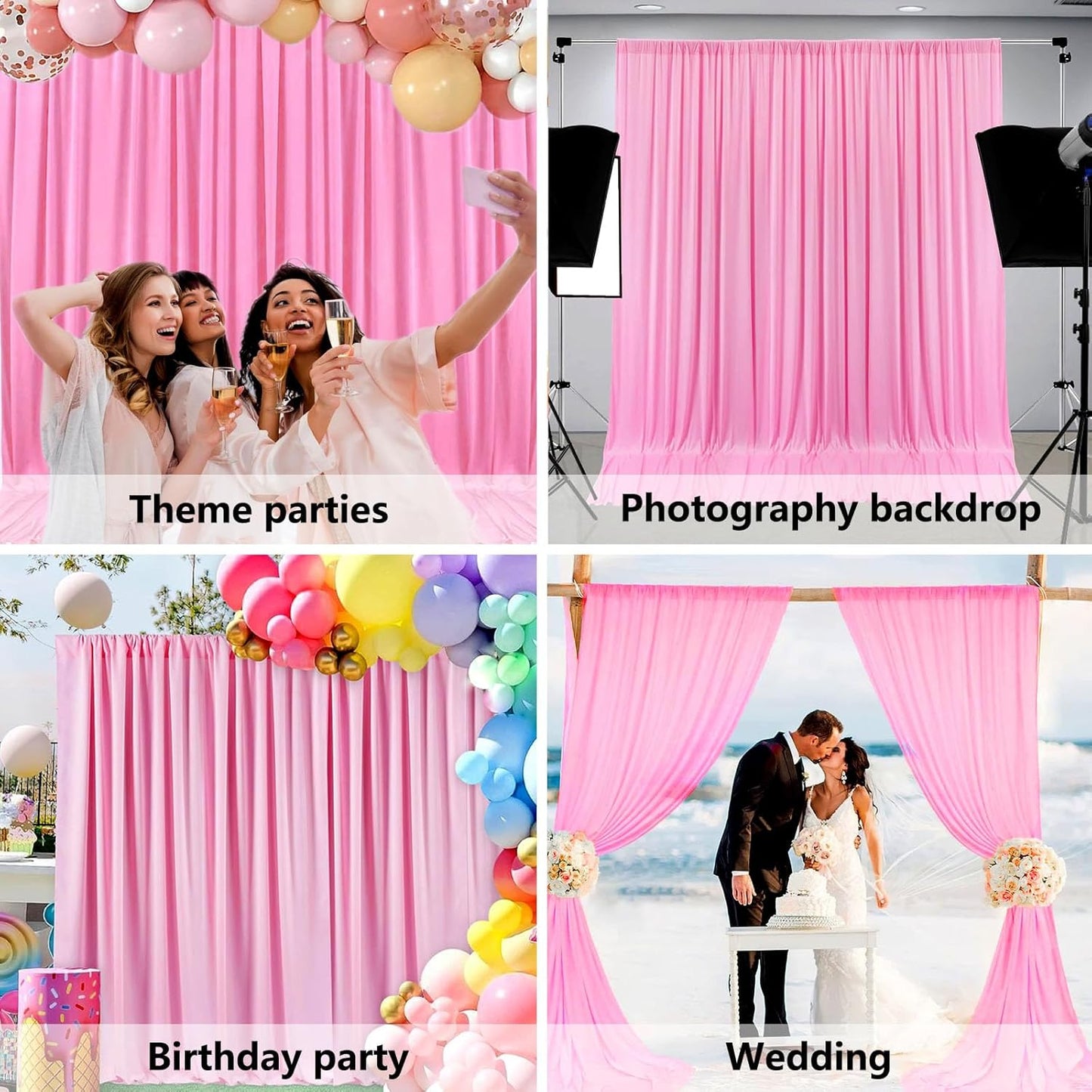 Skiennix 10 x 7 Feet Pink Backdrop Curtain - Versatile Photo Background for Parties & Events