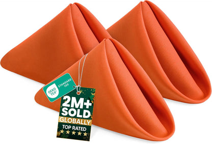 Utopia Home Cloth Napkins - 12 Pack, 17x17 Inches | Vibrant Orange Dinner Napkins for Events & Gatherings