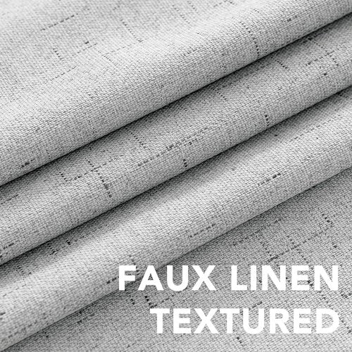 H.VERSAILTEX Linen Curtains 100% Blackout Curtains for Bedroom 90 inch Long Full Light Blocking Nature Linen Blended Window Curtains for Living Room Nickel Grommet (2 Panels, Glacier Gray)