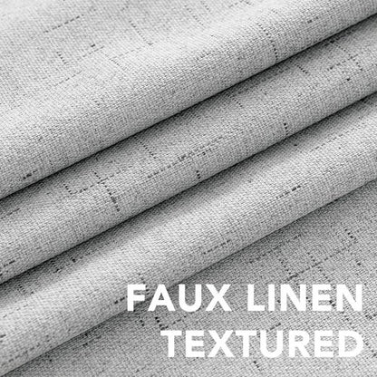 H.VERSAILTEX Linen Curtains 100% Blackout Curtains for Bedroom 90 inch Long Full Light Blocking Nature Linen Blended Window Curtains for Living Room Nickel Grommet (2 Panels, Glacier Gray)