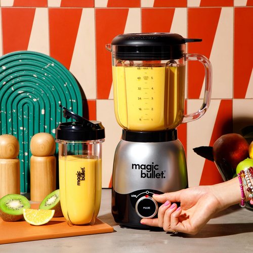 Magic Bullet Combo Blender - 600W Power with 48oz Pitcher & 16oz To-Go Cup | Easy Clean, Silver