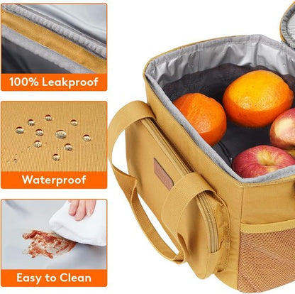 Lifewit Insulated Lunch Bag - Soft Cooler Tote for Adults | Brown, 12-Can Capacity (9L)