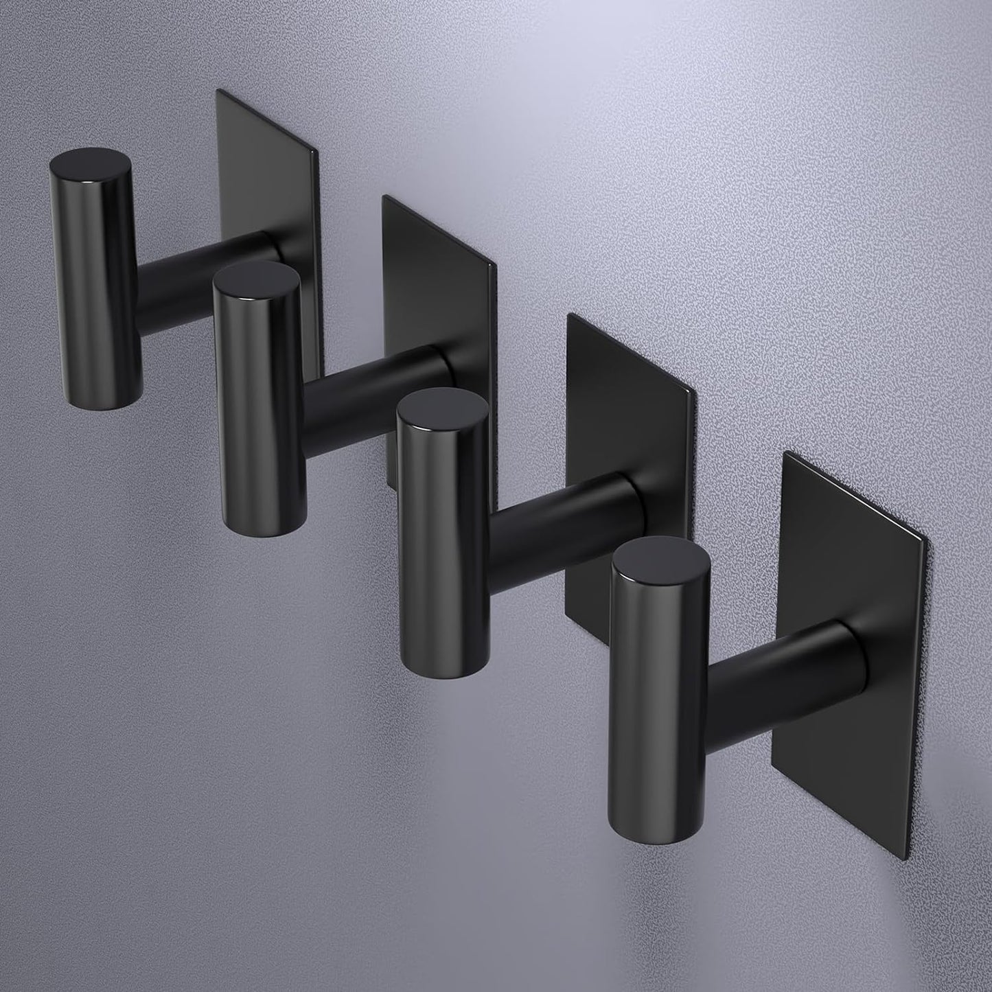 VAEHOLD Wall Towel Hooks - Heavy Duty Waterproof Sticky Holders for Coats & Clothes | Black, 4 Pack
