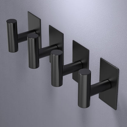 VAEHOLD Wall Towel Hooks - Heavy Duty Waterproof Sticky Holders for Coats & Clothes | Black, 4 Pack