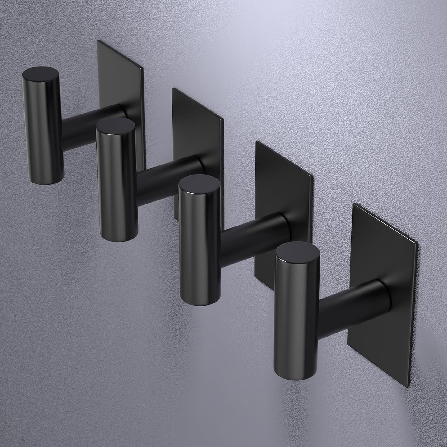 VAEHOLD Heavy-Duty Wall Towel Hooks - Waterproof Sticky Holders for Coats & Clothes | Black, 2 Pack