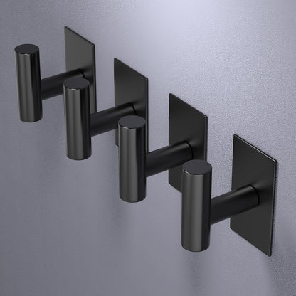 VAEHOLD Heavy-Duty Wall Towel Hooks - Waterproof Sticky Holders for Coats & Clothes | Black, 2 Pack