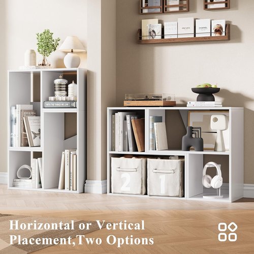 MapleGrace 6-Cube Storage Organizer - Stackable Wooden Bookcase with Back Panels | White Finish for Living Room, Bedroom, Study