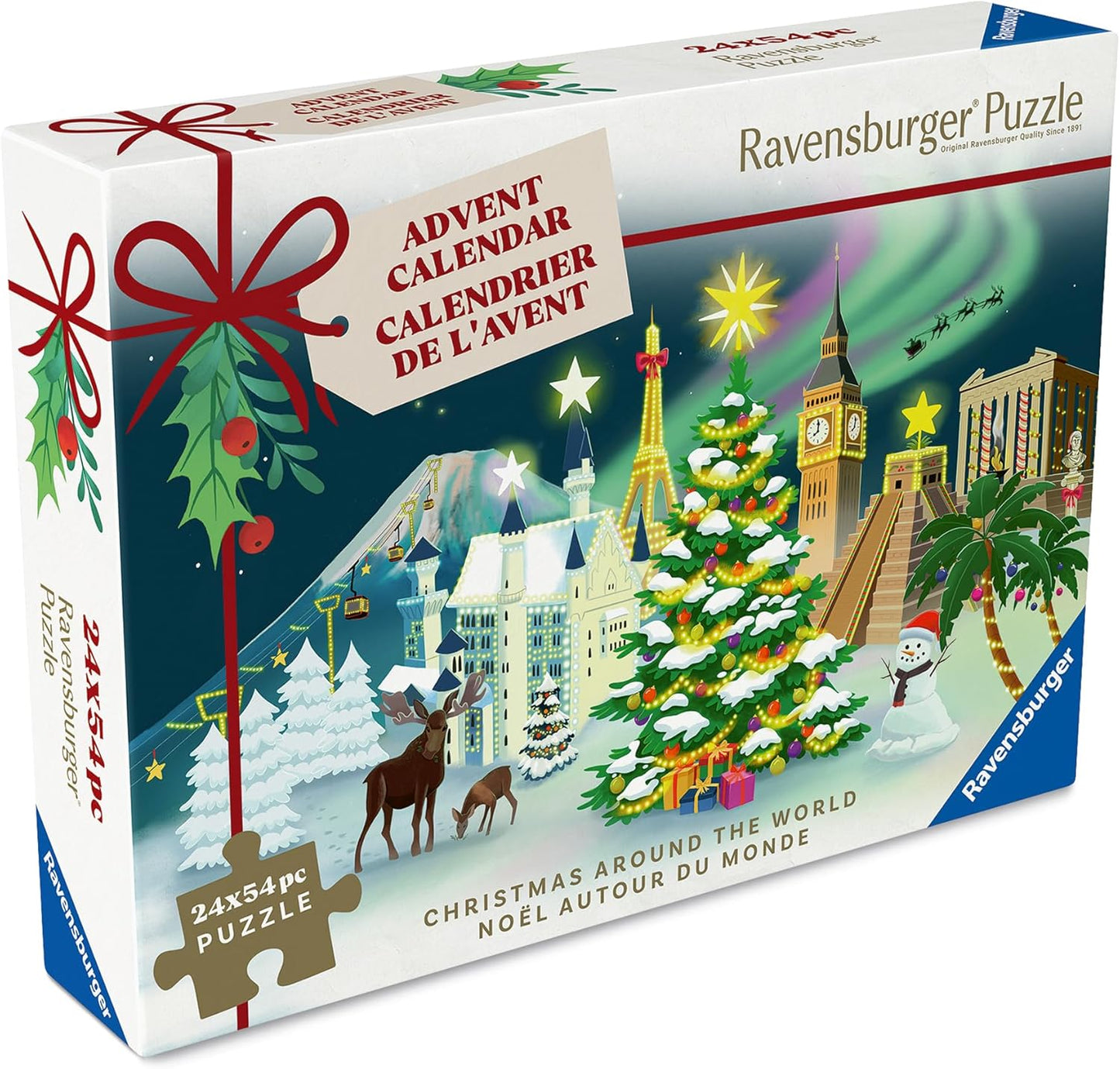 Ravensburger Holiday Puzzle Advent Calendar - 24 Mini Jigsaw Puzzles with 1000+ Pieces - Unique Winter Scenes for Christmas Fun - Premium Quality - Ages 12+