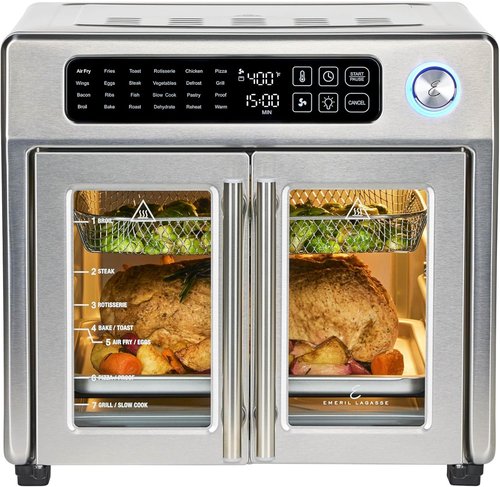 Emeril Lagasse Extra Large Air Fryer Toaster Oven - 24 Cooking Functions, 26QT Capacity, Stainless Steel Finish