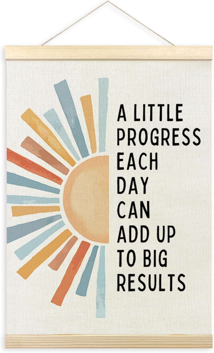 TLESKE Inspirational Mental Health Poster Frame - Progress Each Day Wall Art for Kids' Room | 12x16 Boho Sun Design