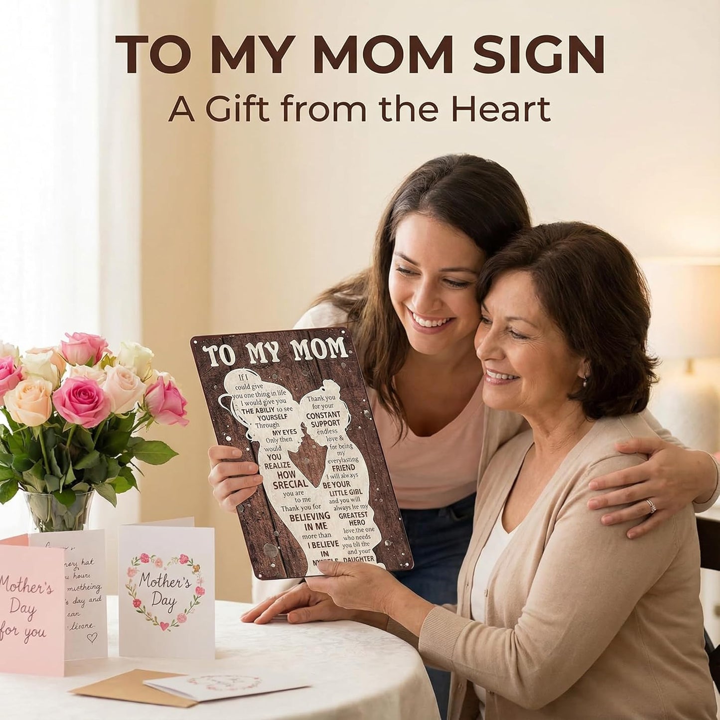 To My Mom Sign - Heartfelt 'I Love You' Gift | Home Decor for Kitchen, Bedroom, Office - 12" x 8"