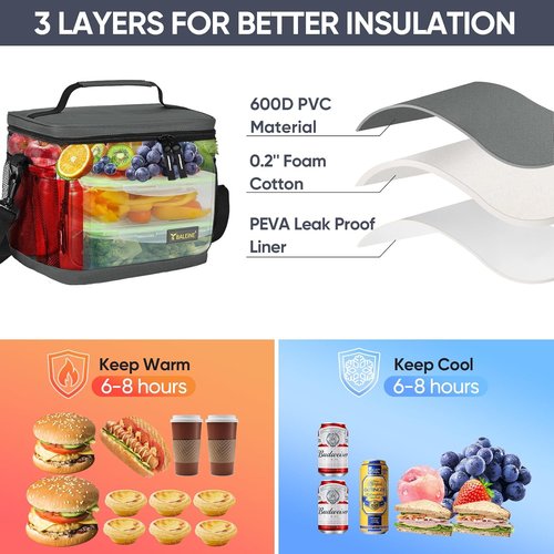 BALEINE Insulated Lunch Bag - Leakproof Cooler for Work & Picnic | 22 Can Capacity, Adjustable Strap, Large, Blue