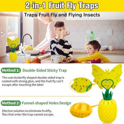 Fruit Fly Trap - Skiennix Effective Indoor Gnat Catcher with Non-Toxic Bait | 2 Pack