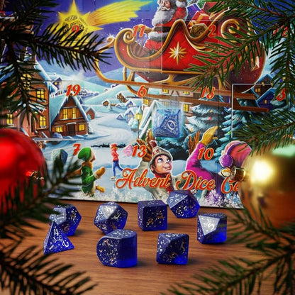 Advent Dice Calendar 04 – 23 Dice & 1 Metal Coin by Q Workshop, Cardboard Xmas Calendar