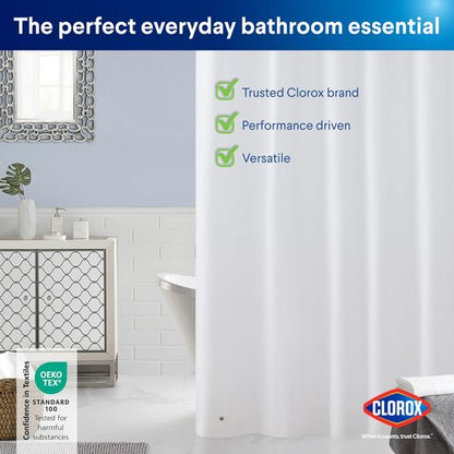 CLOROX Shower Curtain Liner, Premium Lightweight Flexible Waterproof 8g PEVA for Bathroom with Weighted Magnets, Standard Size 72" x 72", White 1 Pack