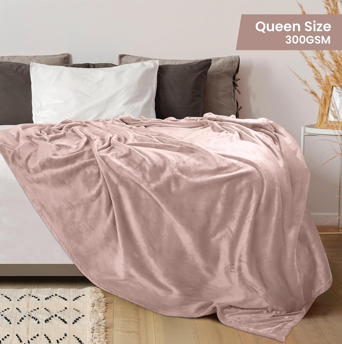 Utopia Bedding Fleece Blanket - Luxury Rose Pink 300GSM Soft Microfiber | Queen Size (90x90 Inch)