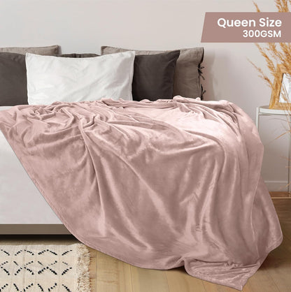 Utopia Bedding Fleece Blanket - Luxury Rose Pink 300GSM Soft Microfiber | Queen Size (90x90 Inch)