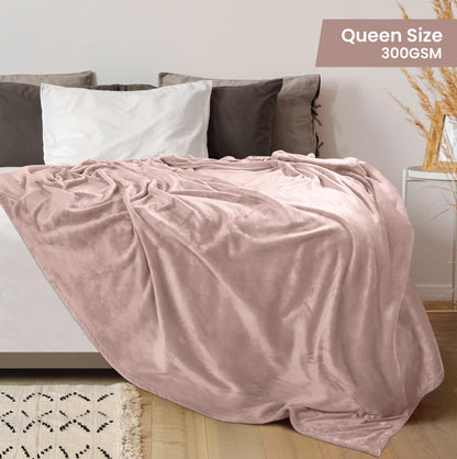 Utopia Bedding Fleece Blanket Queen Size Rose Pink 300GSM Luxury Anti-Static Fuzzy Soft Microfiber Bed Blanket (90x90 Inch)